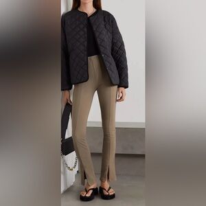 The Frankie Shop Olive-Tan Split-Hem Leggings